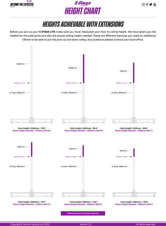 Can I adjust the height of the pole on my XSTAGE? XPOLE